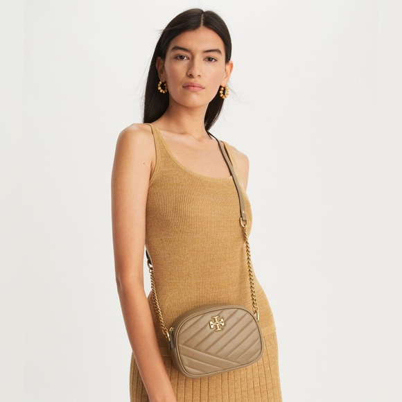NWT Tory Burch Kira Chevron Small Camera Crossbody Bag Classic Taupe Leather - Picture 16 of 16